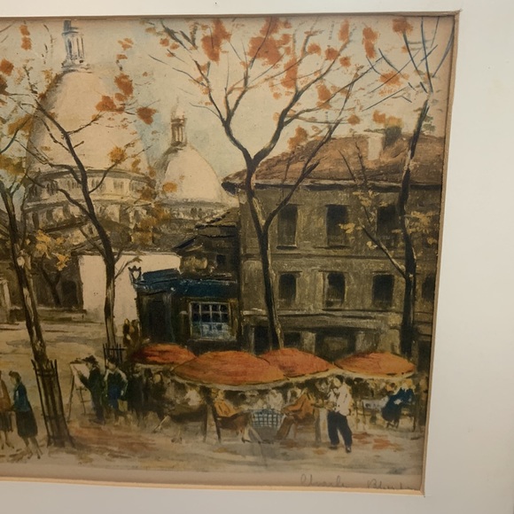 Vtg Signed Charles Mondin French Paris cafe city scape framed lithograph artwork - Picture 6 of 10
